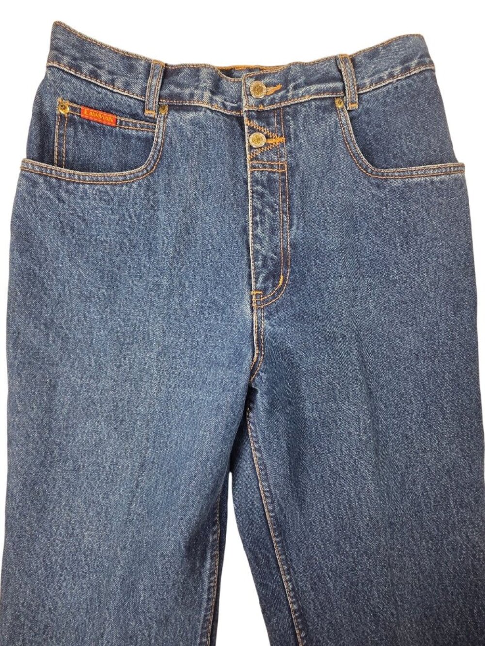 Vintage Lawman Western High-Rise Blue Denim Jeans With Gold Button Accents Size - Picture 4 of 10